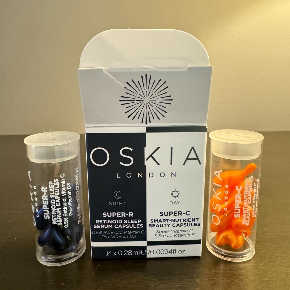 OSKIA Super R Retinoid Sleep Serum + Super C Smart Nutrient Beauty Capsules NIB